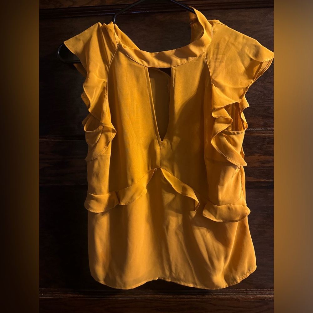 Yellow Ruffle Sleeve Blouse, Express, Size XS, NWT